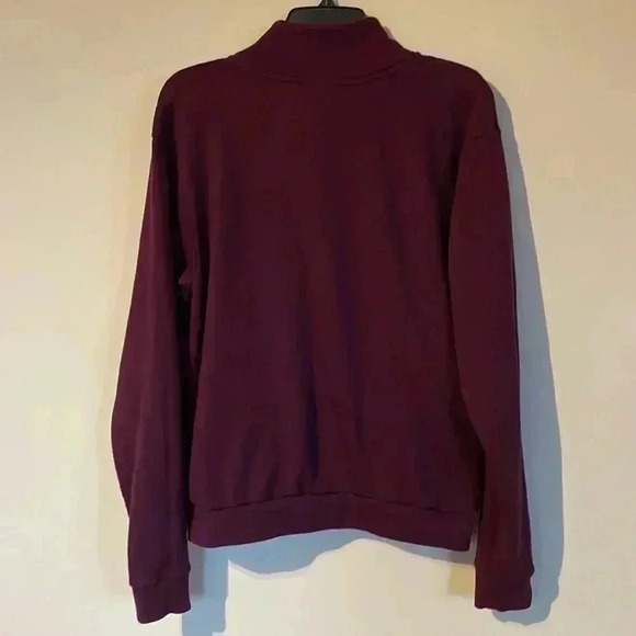PINK Sweatshirt Women’s Medium Maroon Spellout 1/4 Zip Kangaroo Pouch - Picture 4 of 9